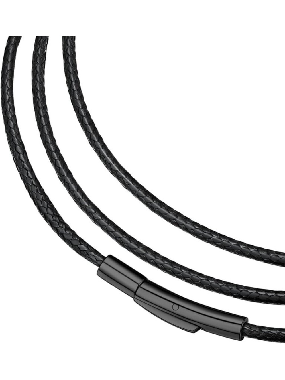 Braided Leather Necklace Cord with Stainless Steel Snap Clasp - Adjustable